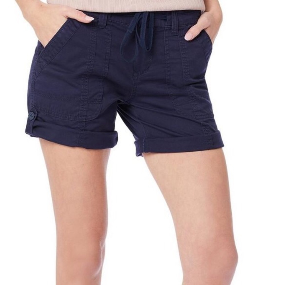 Navy Twill Cuffed W/ Side Button Utility Shorts